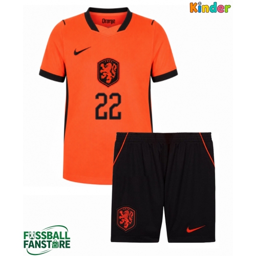 Niederlande Denzel Dumfries #22 Replik Heimtrikot Kinder WM 2026 Kurzarm (+ Kurze Hosen)